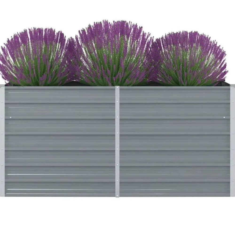 vidaXL Jardinière 160 x 80 x 77 cm Gris Acier galvanisé