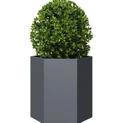 vidaXL Jardinière anthracite hexagone 46x40x45 cm acier