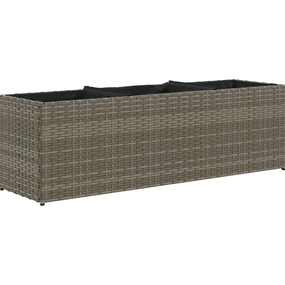 Pelouses & Jardins-vidaXL Jardinière avec 3 pots 105x30x32 cm résine tressée Gris