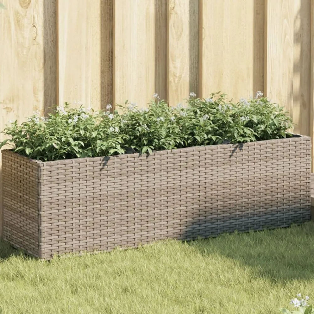 Pelouses & Jardins-vidaXL Jardinière avec 3 pots 105x30x32 cm résine tressée Gris