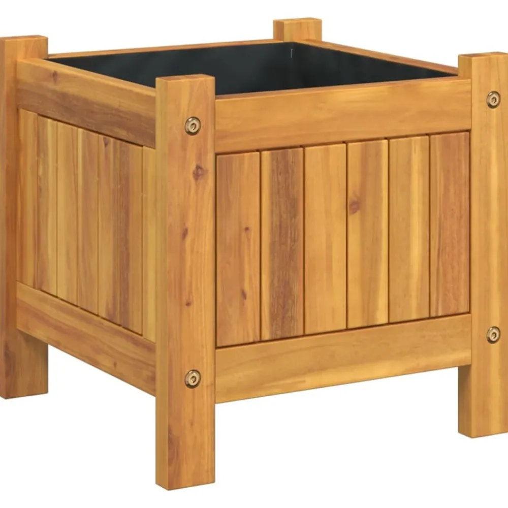 vidaXL Jardinière avec doublure 31x31x30 cm bois massif d'acacia