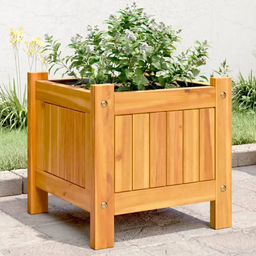 vidaXL Jardinière avec doublure 31x31x30 cm bois massif d'acacia