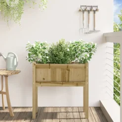 Pelouses & Jardins-vidaXL Jardinière avec pieds 70x31x70 cm bois de pin imprégné Naturel impregné