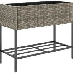 vidaXL Jardinière avec étagère résine tressée
