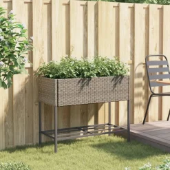 vidaXL Jardinière avec étagère résine tressée