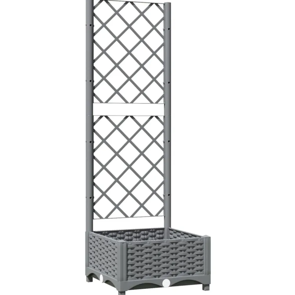 Pelouses & Jardins-vidaXL Jardinière avec treillis 40x40x121,5 cm PP Gris clair