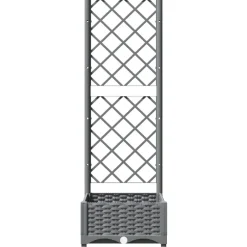 Pelouses & Jardins-vidaXL Jardinière avec treillis 40x40x121,5 cm PP Gris clair