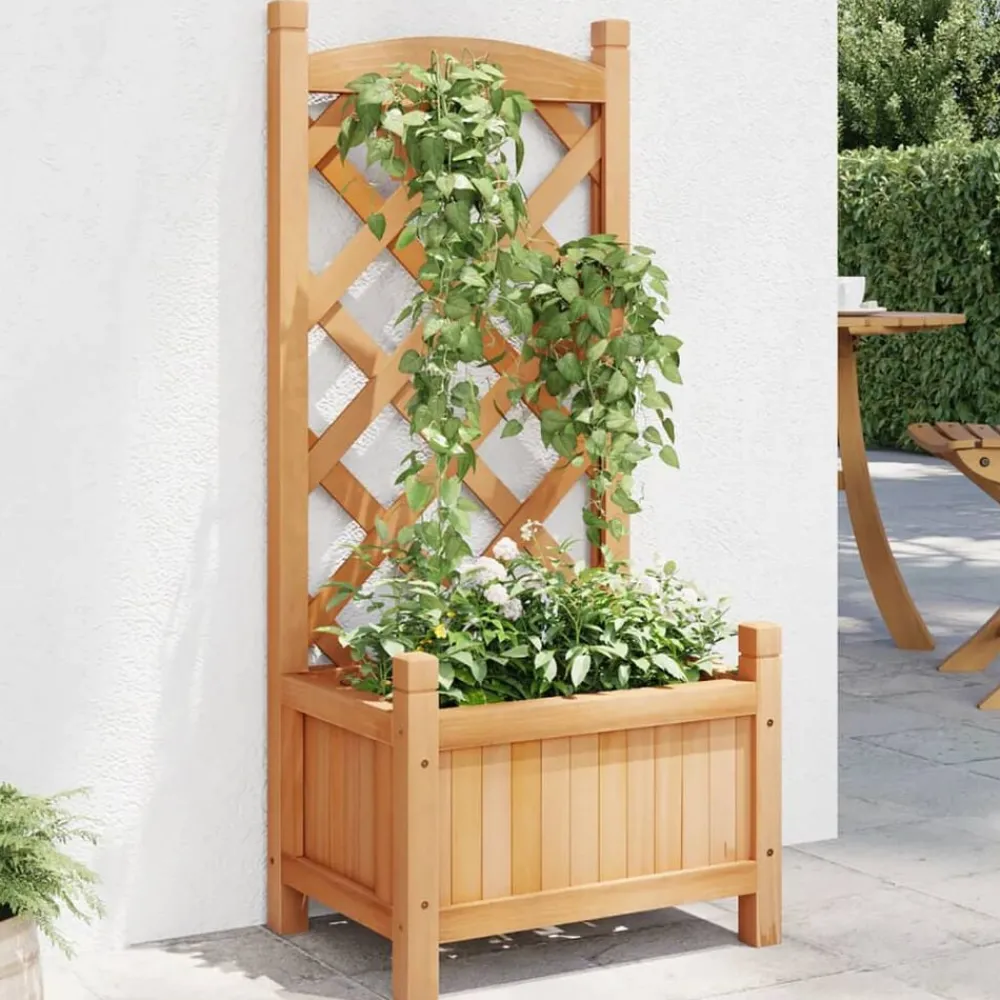 vidaXL Jardinière avec treillis bois massif de sapin
