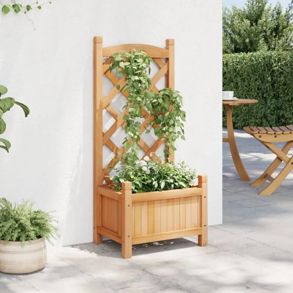 vidaXL Jardinière avec treillis bois massif de sapin