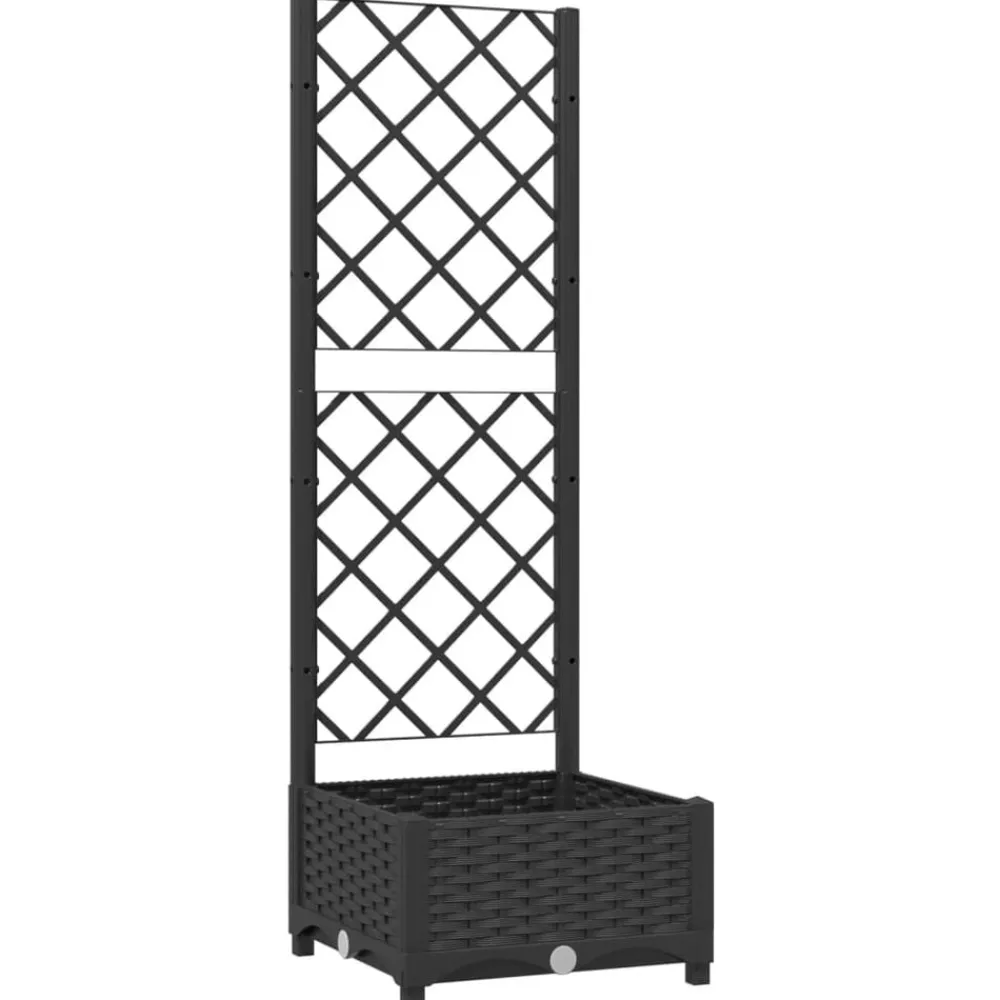 Pelouses & Jardins-vidaXL Jardinière avec treillis 40x40x121,5 cm PP Noir