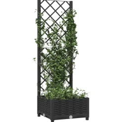 Pelouses & Jardins-vidaXL Jardinière avec treillis 40x40x121,5 cm PP Noir
