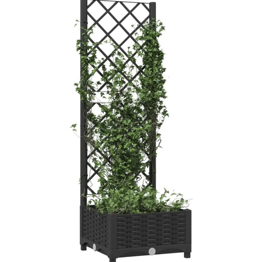 Pelouses & Jardins-vidaXL Jardinière avec treillis 40x40x121,5 cm PP Noir