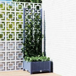 Pelouses & Jardins-vidaXL Jardinière avec treillis Bleu Gris 40x40x121,5 cm PP Gris bleu
