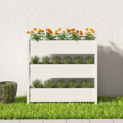 Pelouses & Jardins-vidaXL Jardinière 112x25x104,5 cm Bois massif de pin Blanc