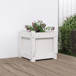 Pelouses & Jardins-vidaXL Jardinière blanc 31x31x31 cm bois de pin massif Pin blanc