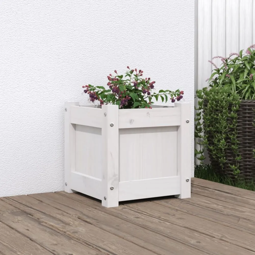 Pelouses & Jardins-vidaXL Jardinière blanc 31x31x31 cm bois de pin massif Pin blanc