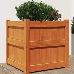 vidaXL Jardinière cire marron 50x50x50 cm bois de pin massif