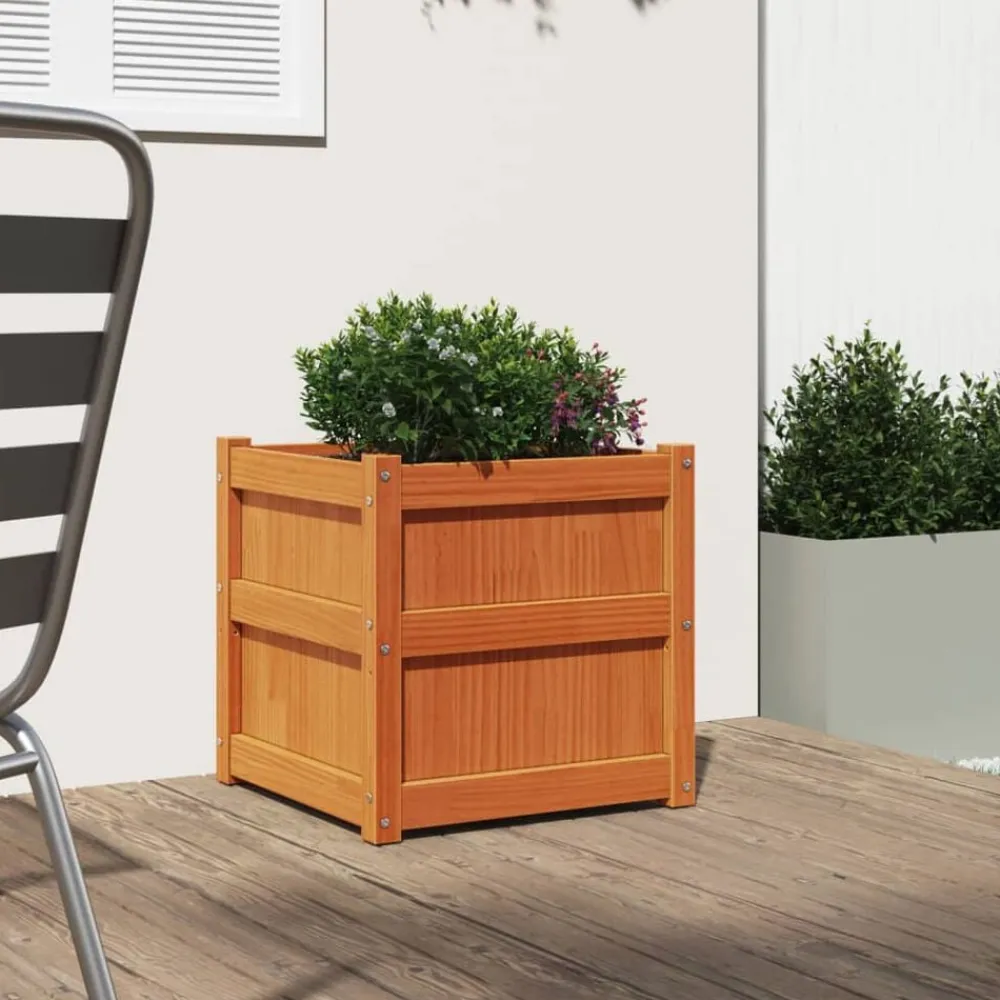 vidaXL Jardinière cire marron 50x50x50 cm bois de pin massif