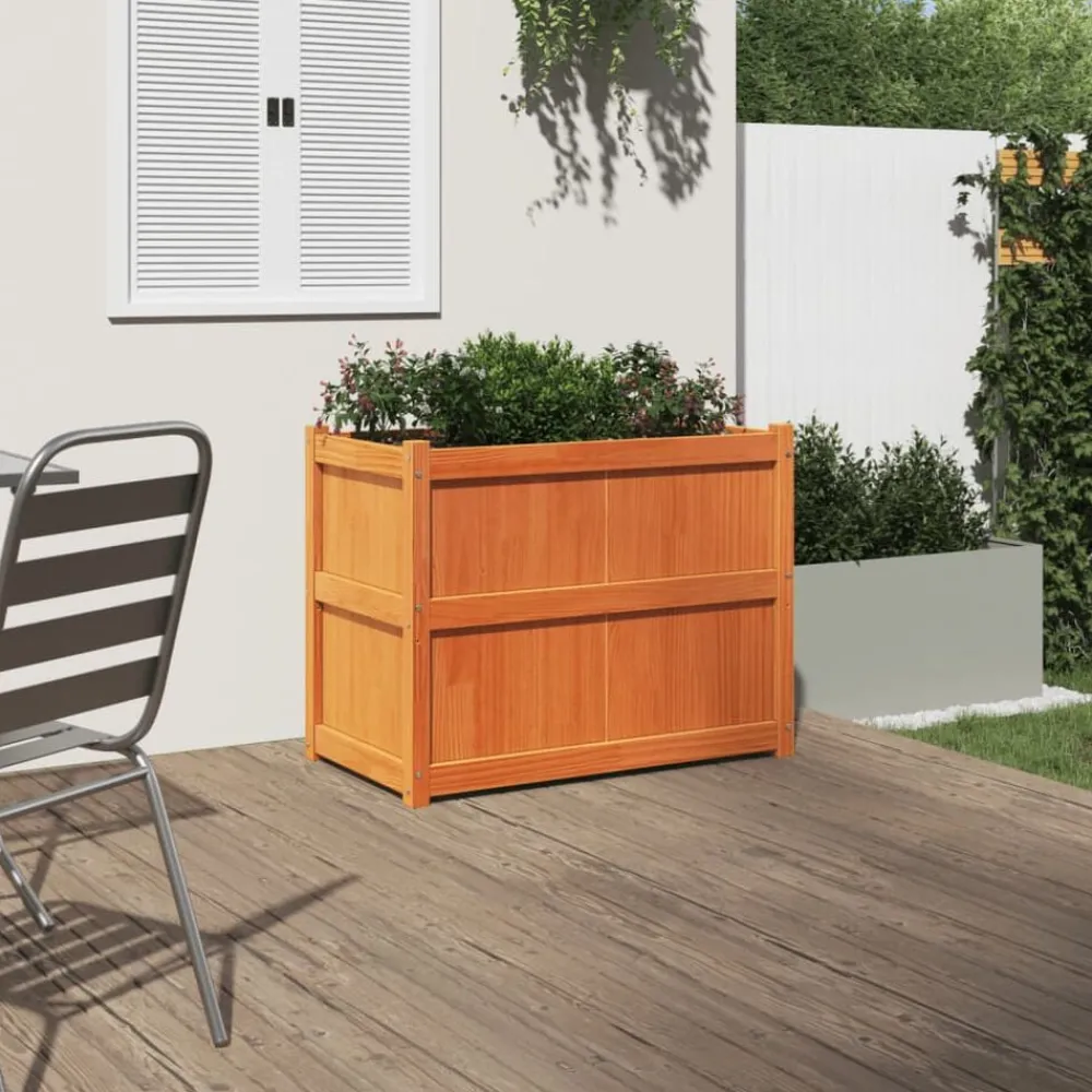 vidaXL Jardinière cire marron 90x50x70 cm bois de pin massif