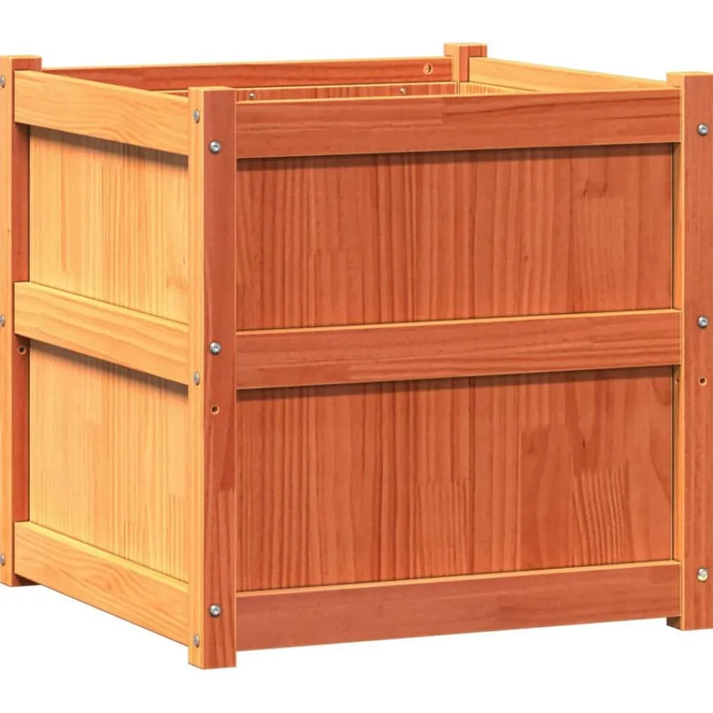 vidaXL Jardinière cire marron 60x60x60 cm bois de pin massif