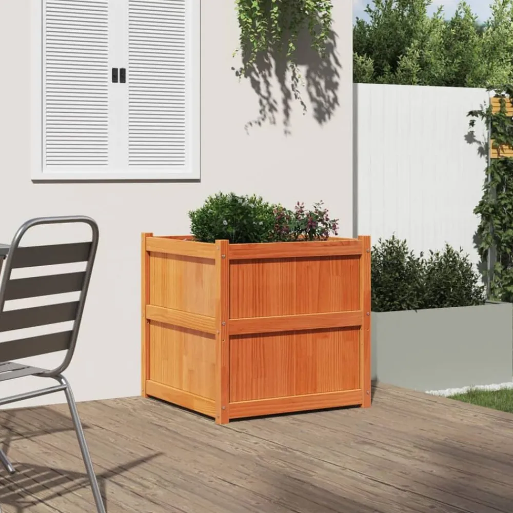 vidaXL Jardinière cire 70x70x70 cm bois de pin massif