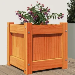 Pelouses & Jardins-vidaXL Jardinière cire marron 31x31x31 cm bois de pin massif Bois de pin brun