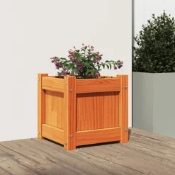 Pelouses & Jardins-vidaXL Jardinière cire marron 31x31x31 cm bois de pin massif Bois de pin brun