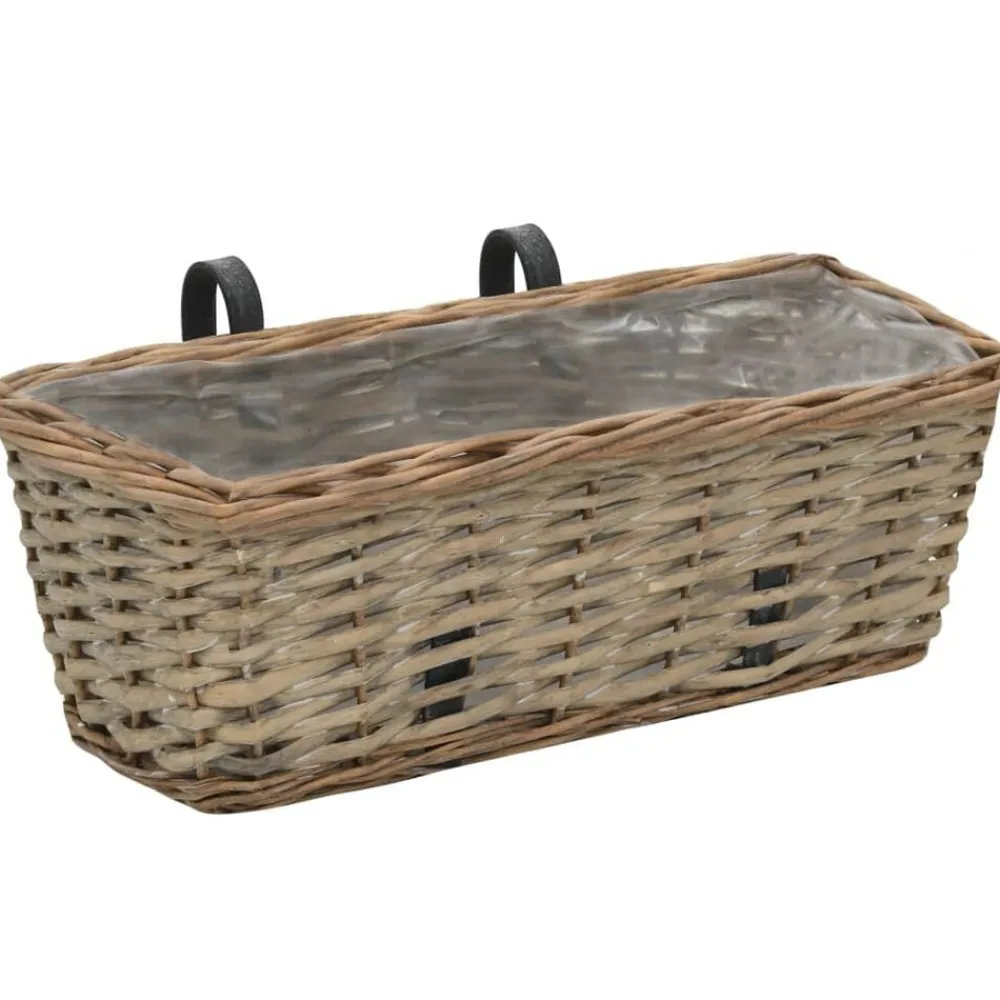 Pelouses & Jardins-vidaXL Jardinière de balcon 2 pcs Osier avec doublure en PE 40 cm