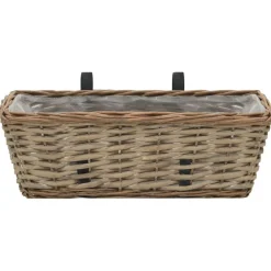Pelouses & Jardins-vidaXL Jardinière de balcon 2 pcs Osier avec doublure en PE 40 cm
