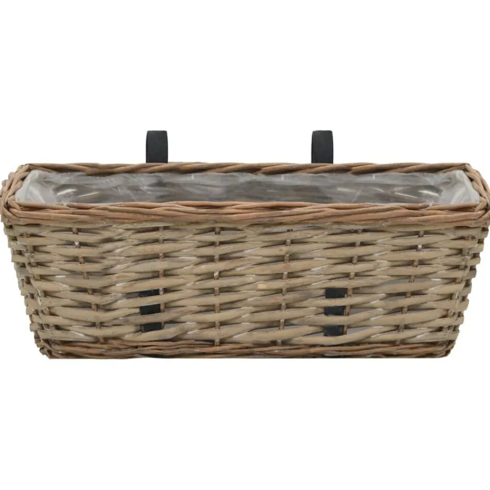 Pelouses & Jardins-vidaXL Jardinière de balcon 2 pcs Osier avec doublure en PE 40 cm