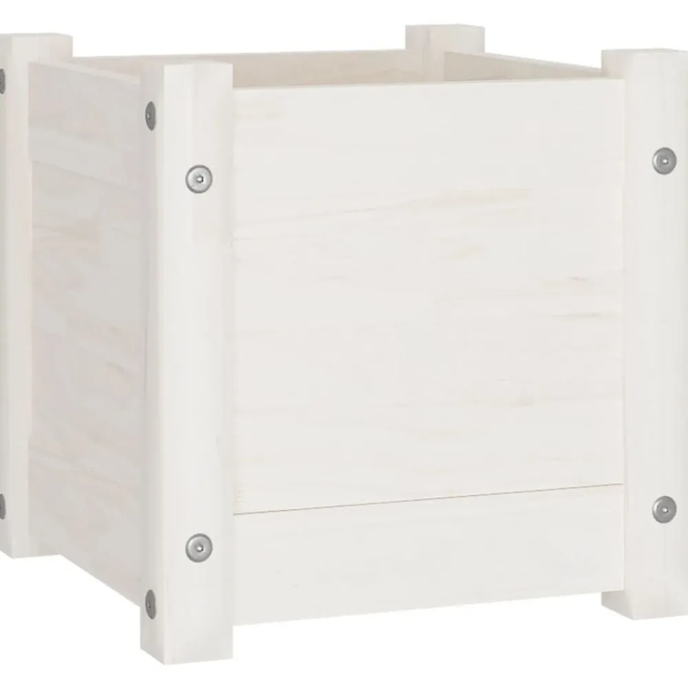 Pelouses & Jardins-vidaXL Jardinière d'extérieur 31x31x31 cm Bois de pin massif Blanc