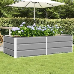 Pelouses & Jardins-vidaXL Jardinière 160 x 80 x 45 cm Acier Gris clair