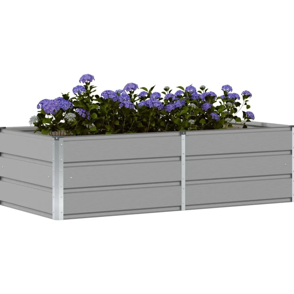 Pelouses & Jardins-vidaXL Jardinière 160 x 80 x 45 cm Acier Gris clair
