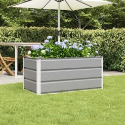 Pelouses & Jardins-vidaXL Jardinière 100 x 50 x 45 cm Acier galvanisé Gris clair