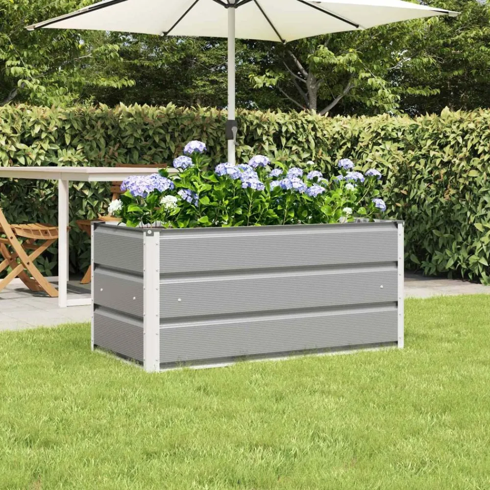 Pelouses & Jardins-vidaXL Jardinière 100 x 50 x 45 cm Acier galvanisé Gris clair