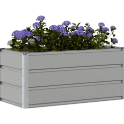 Pelouses & Jardins-vidaXL Jardinière 100 x 50 x 45 cm Acier galvanisé Gris clair