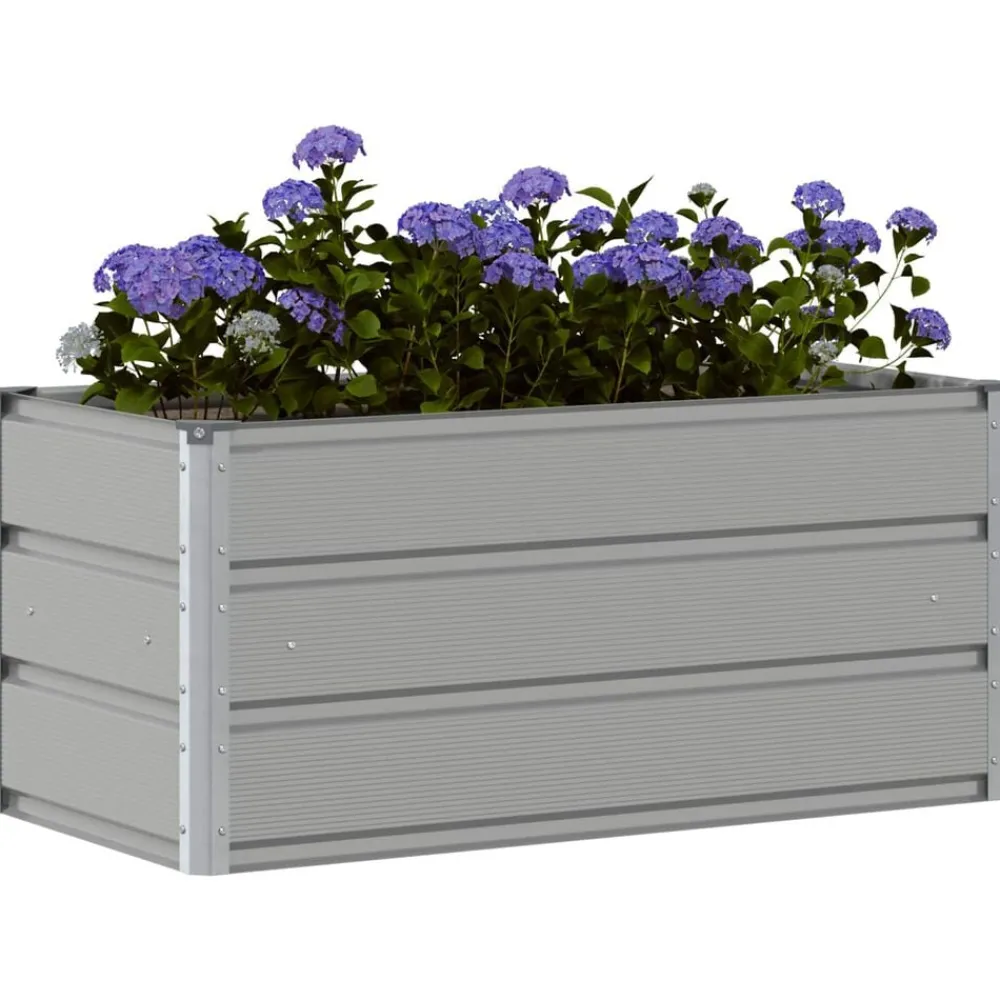 Pelouses & Jardins-vidaXL Jardinière 100 x 50 x 45 cm Acier galvanisé Gris clair