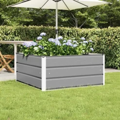 Pelouses & Jardins-vidaXL Jardinière 100 x 100 x 45 cm Acier Gris clair