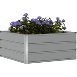 Pelouses & Jardins-vidaXL Jardinière 100 x 100 x 45 cm Acier Gris clair