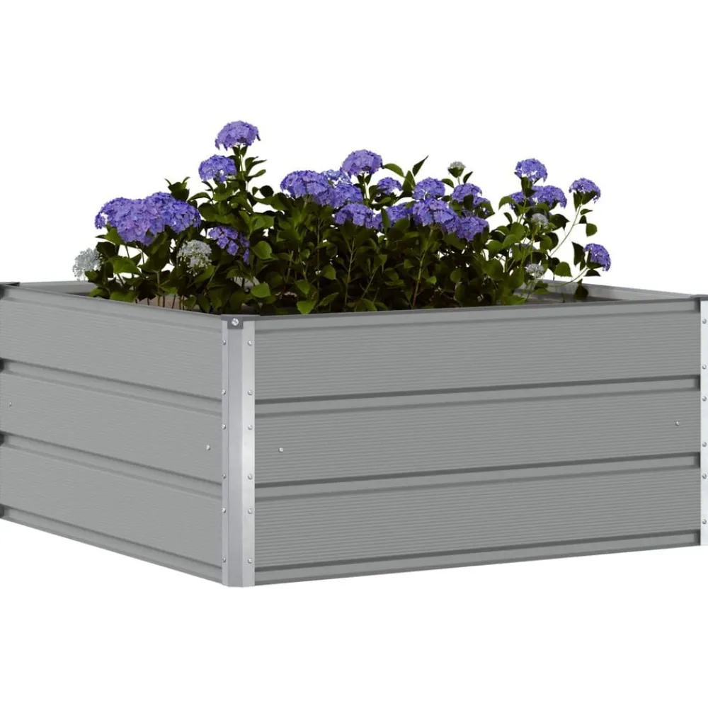 Pelouses & Jardins-vidaXL Jardinière 100 x 100 x 45 cm Acier Gris clair