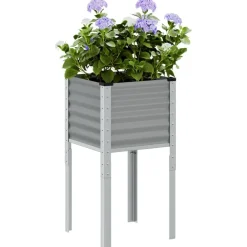 Pelouses & Jardins-vidaXL Jardinière gris 45x45x88 cm acier Acier/Gris