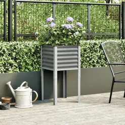 Pelouses & Jardins-vidaXL Jardinière gris 45x45x88 cm acier Acier/Gris