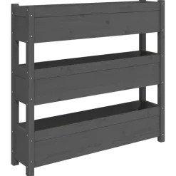 Pelouses & Jardins-vidaXL Jardinière 112x25x104,5 cm Bois massif de pin Gris