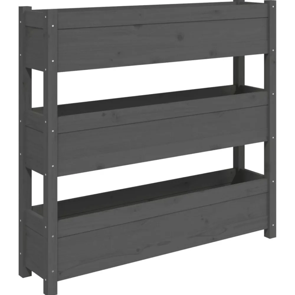 Pelouses & Jardins-vidaXL Jardinière 112x25x104,5 cm Bois massif de pin Gris