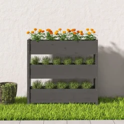 Pelouses & Jardins-vidaXL Jardinière 112x25x104,5 cm Bois massif de pin Gris