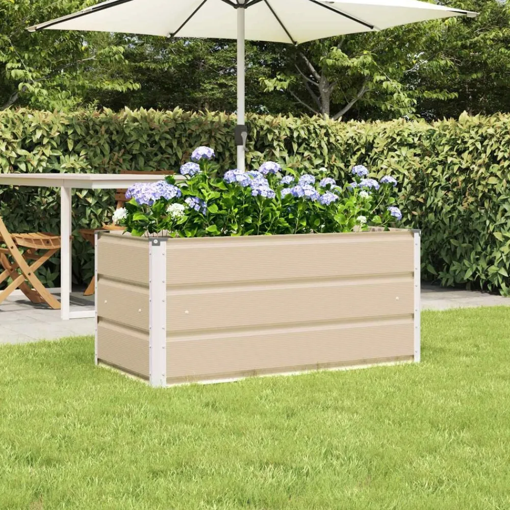 Pelouses & Jardins-vidaXL Jardinière 100 x 50 x 45 cm Acier galvanisé Ivoire