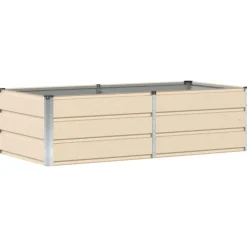 Pelouses & Jardins-vidaXL Jardinière 160 x 80 x 45 cm Acier Ivoire