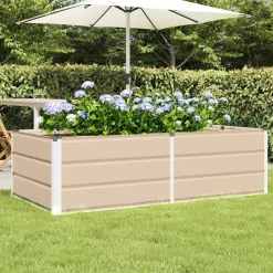 Pelouses & Jardins-vidaXL Jardinière 160 x 80 x 45 cm Acier Ivoire
