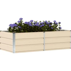 Pelouses & Jardins-vidaXL Jardinière 160 x 80 x 45 cm Acier Ivoire