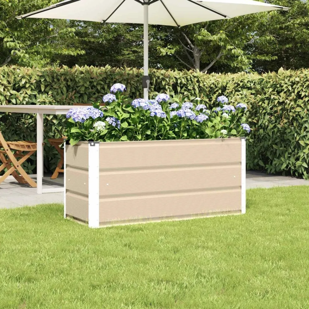 Foresterie & Exploitation Des Forêts|Pelouses & Jardins-vidaXL Jardinière 100 x 40 x 45 cm Acier Ivoire